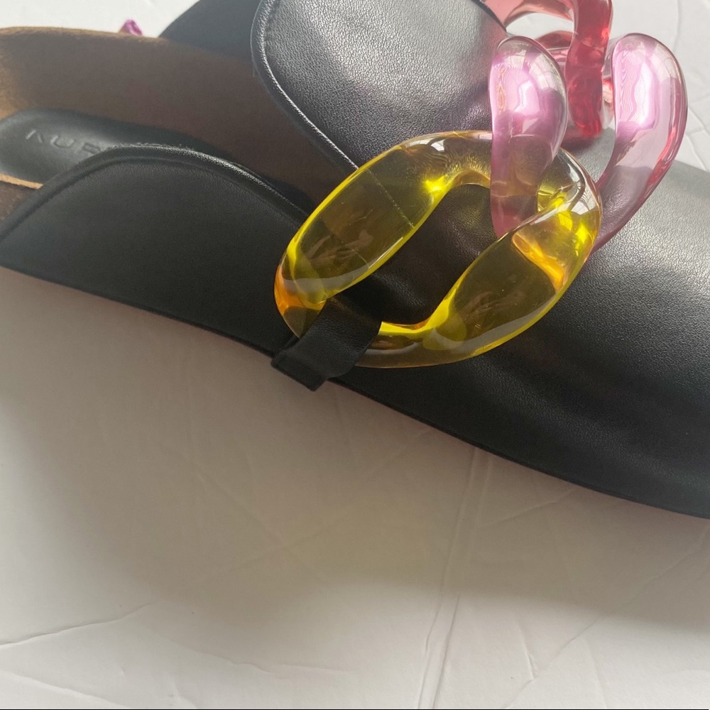 Kurt Geiger Black Mules with Multicolor Chain - Picture 6 of 8